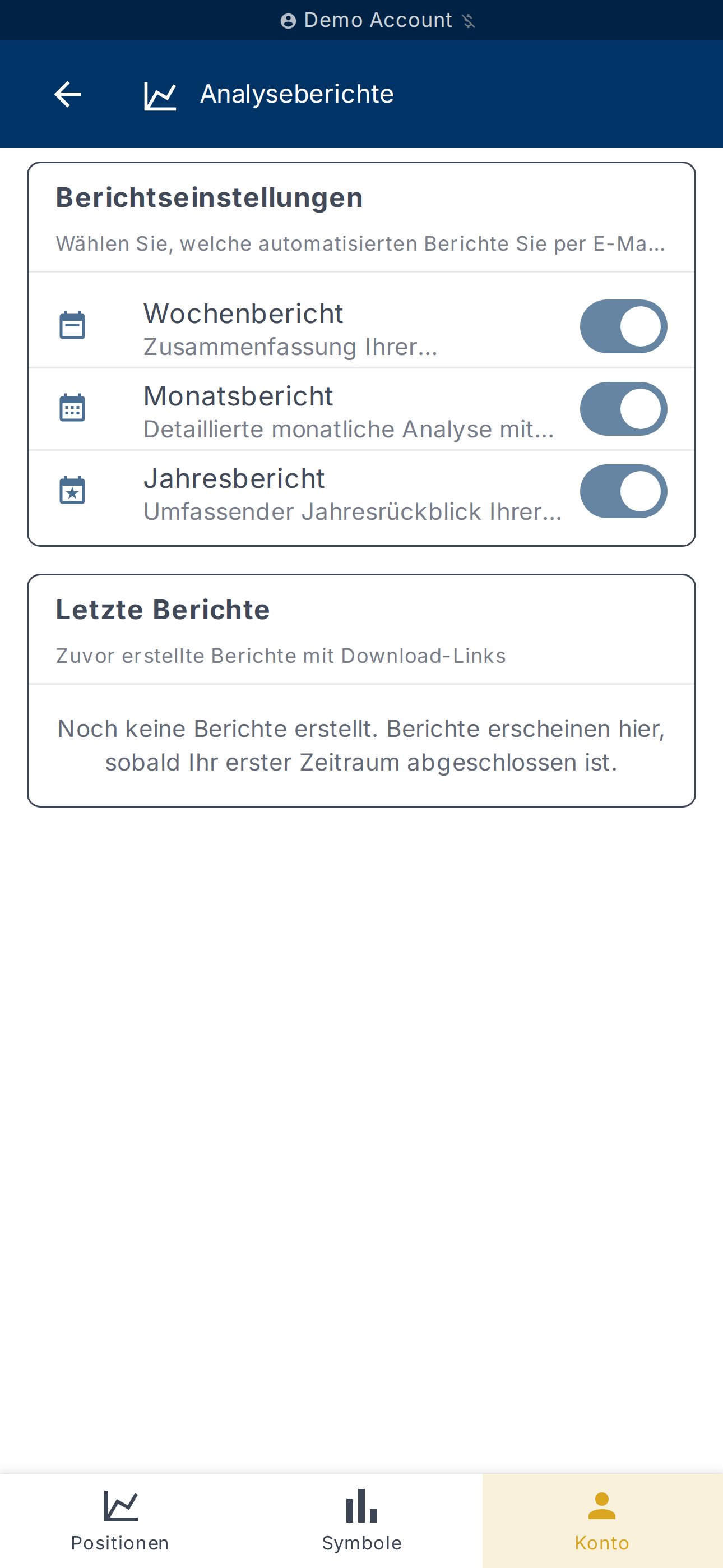 Berichtseinstellungen