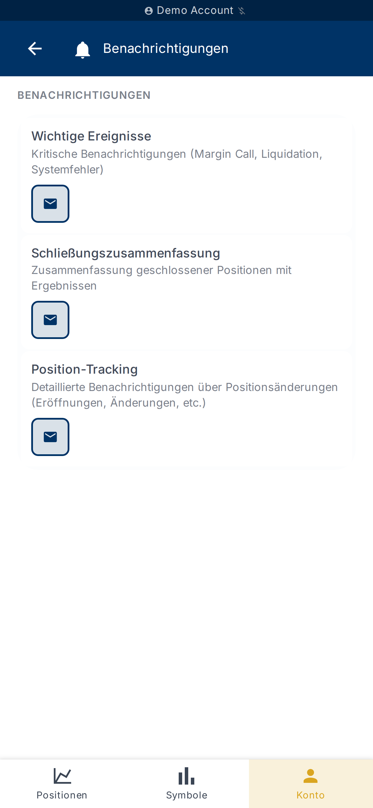 Anzeigeeinstellungen für Kontostand und PnL