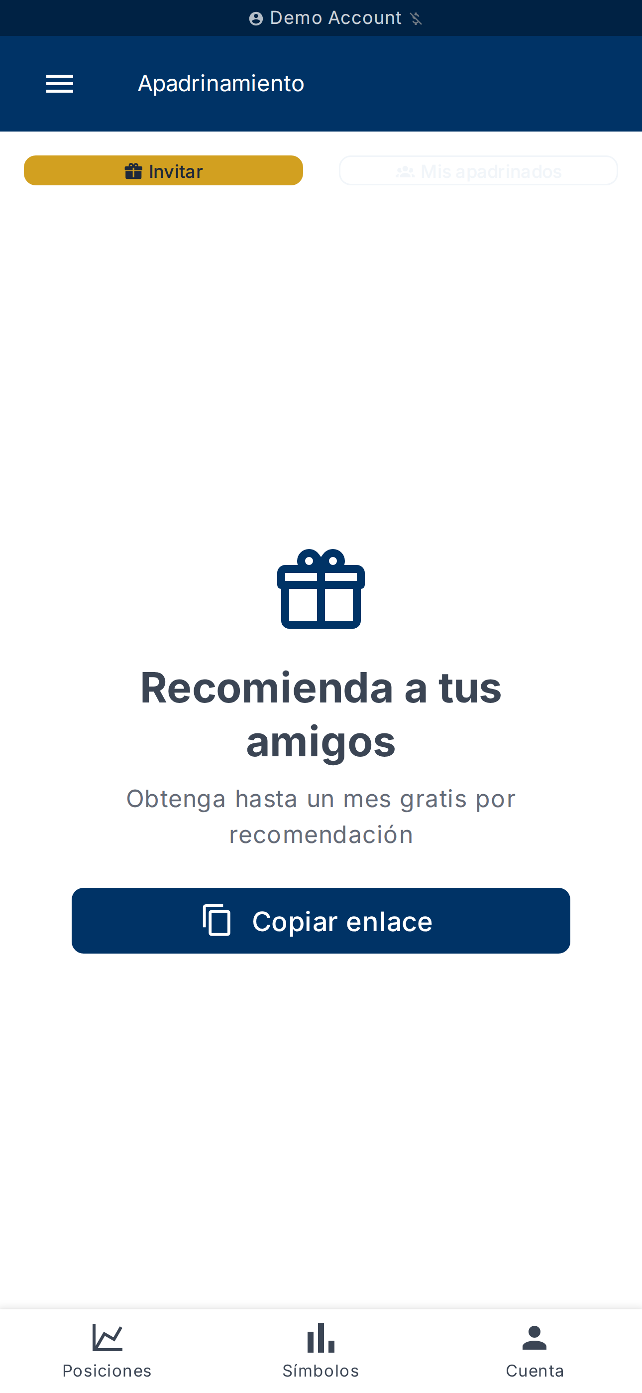 Pestaña Invitar — compartir o copiar su enlace