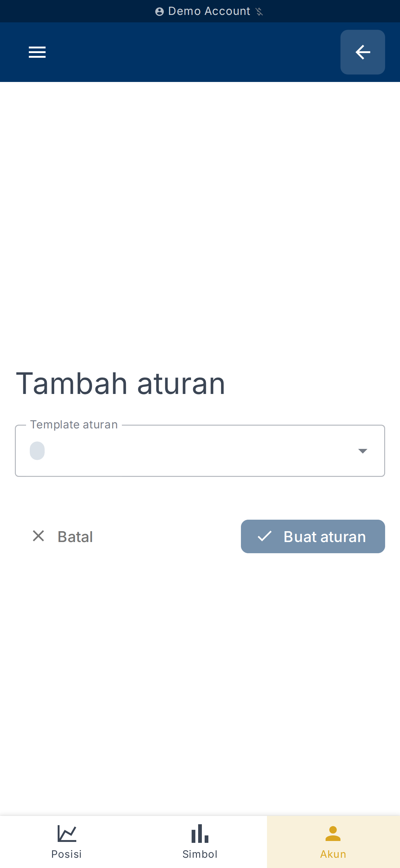 Formulir pembuatan aturan (templat, kondisi, tindakan)