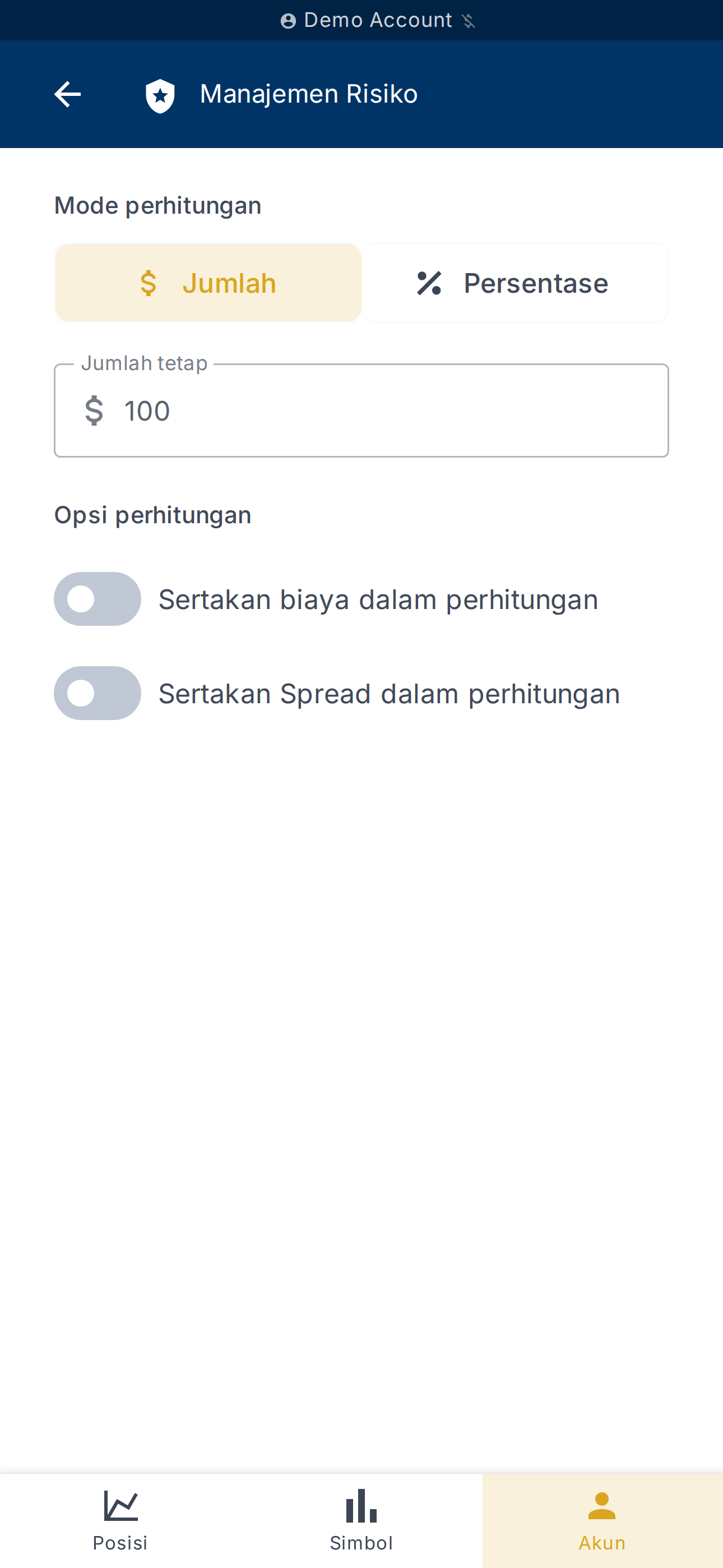 Pengaturan kebijakan risiko akun