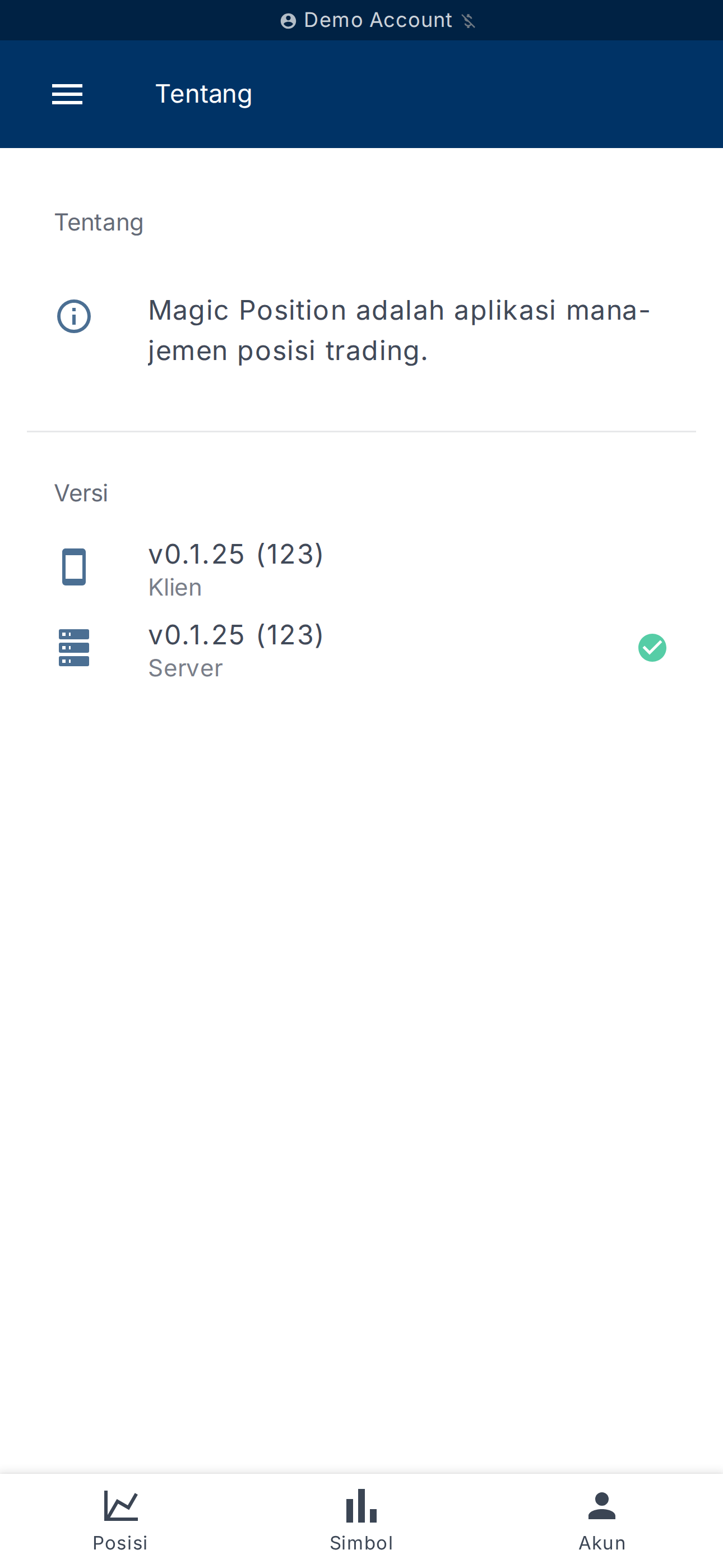 Halaman Tentang — versi klien dan server