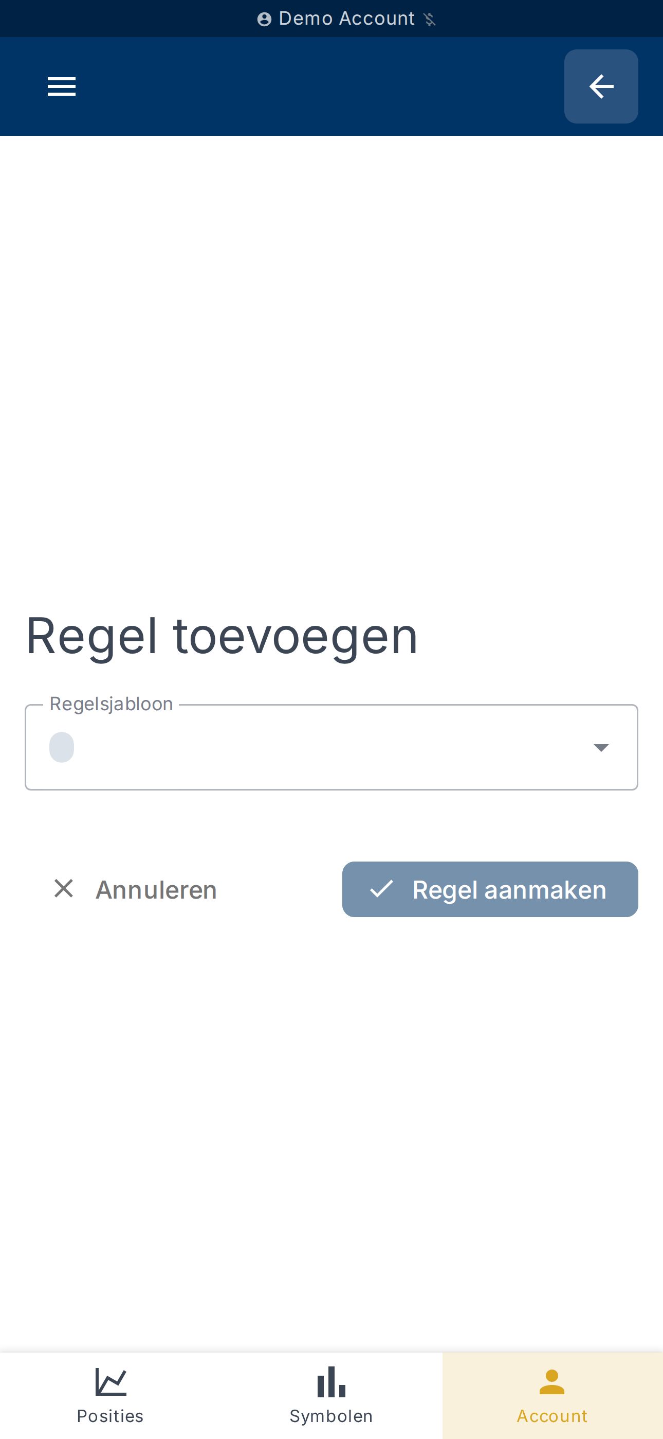 Formulier voor regel aanmaken (sjabloon, voorwaarden, acties)