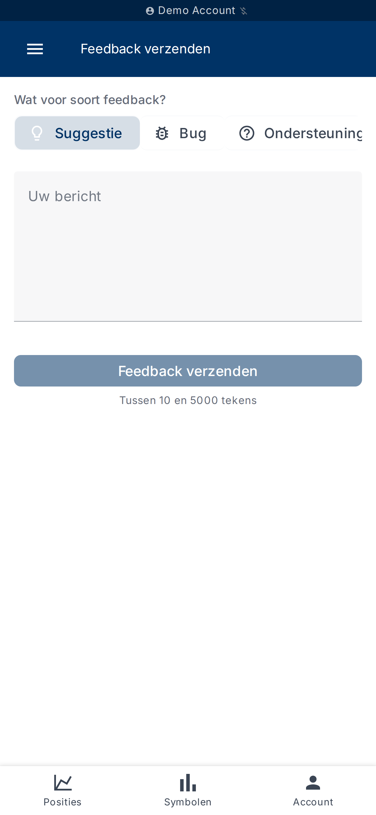 Feedbackformulier — type en bericht