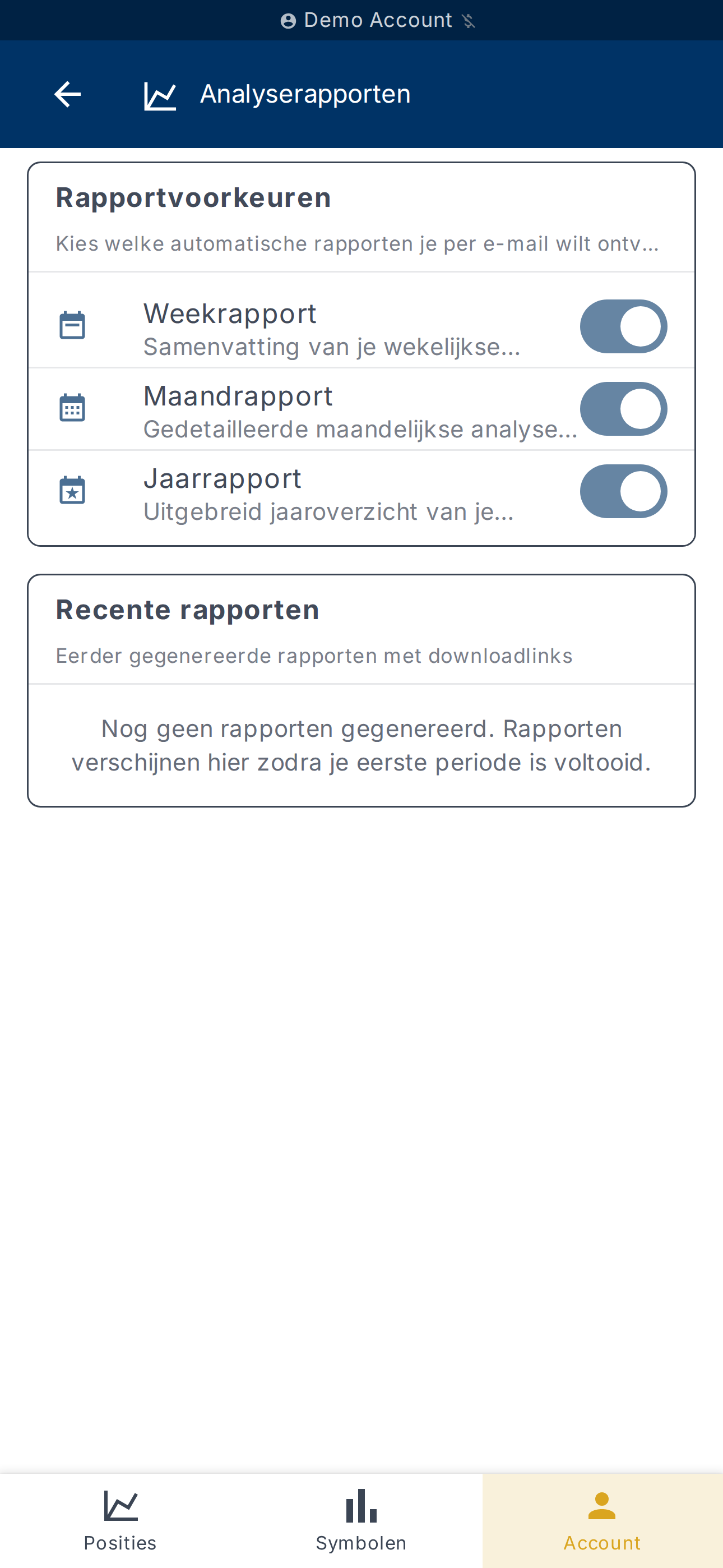 Rapportvoorkeuren voor prestatierapporten