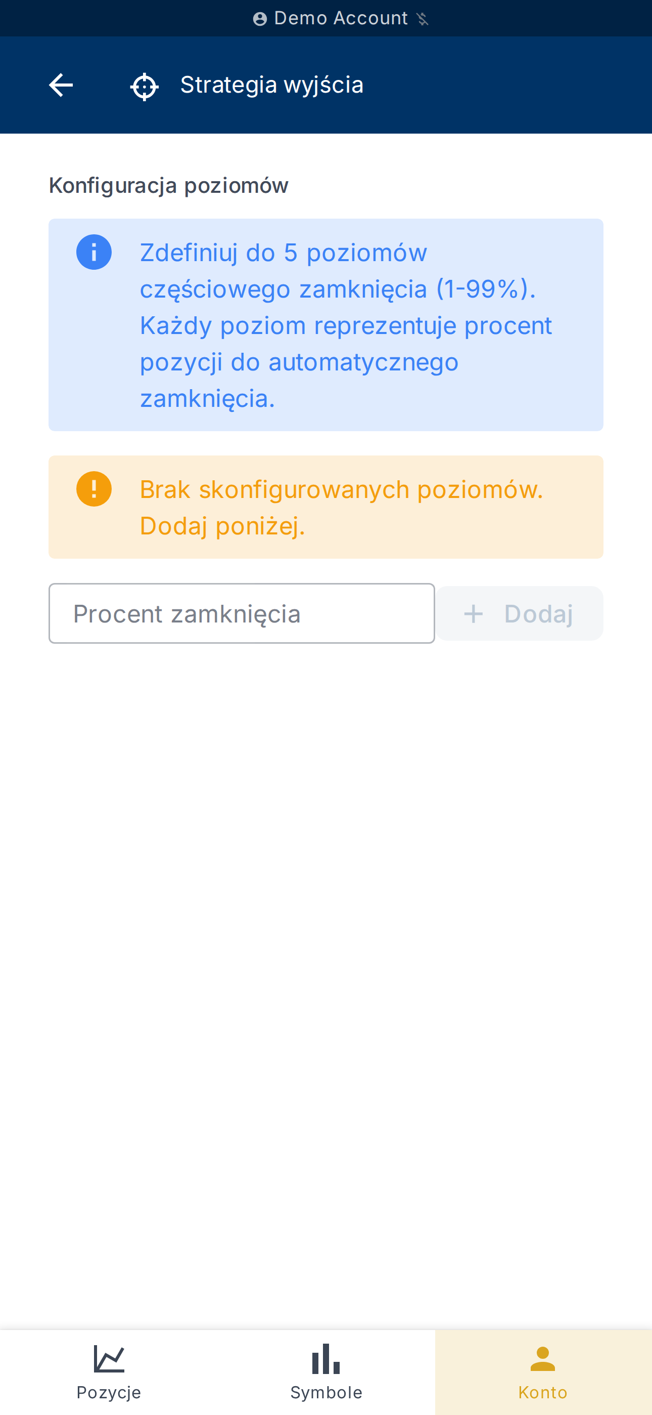 Konfiguracja poziomów częściowego zamknięcia