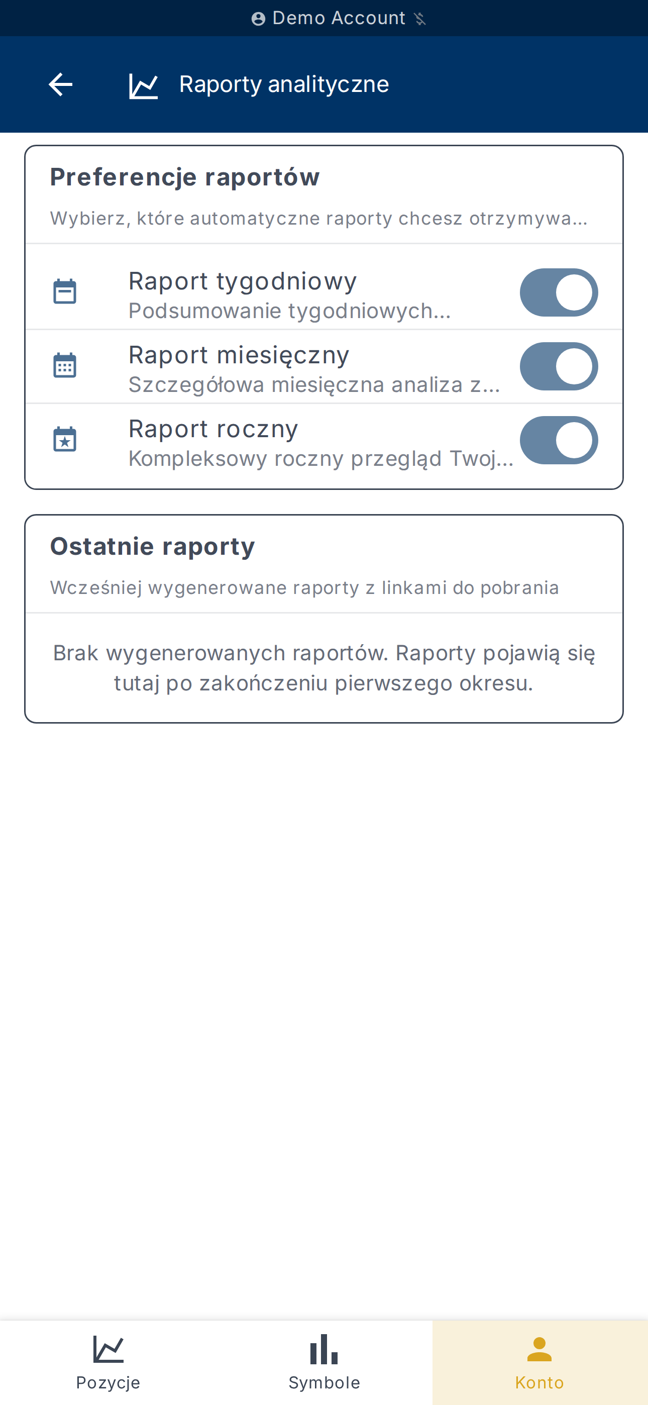 Preferencje raportów wyników