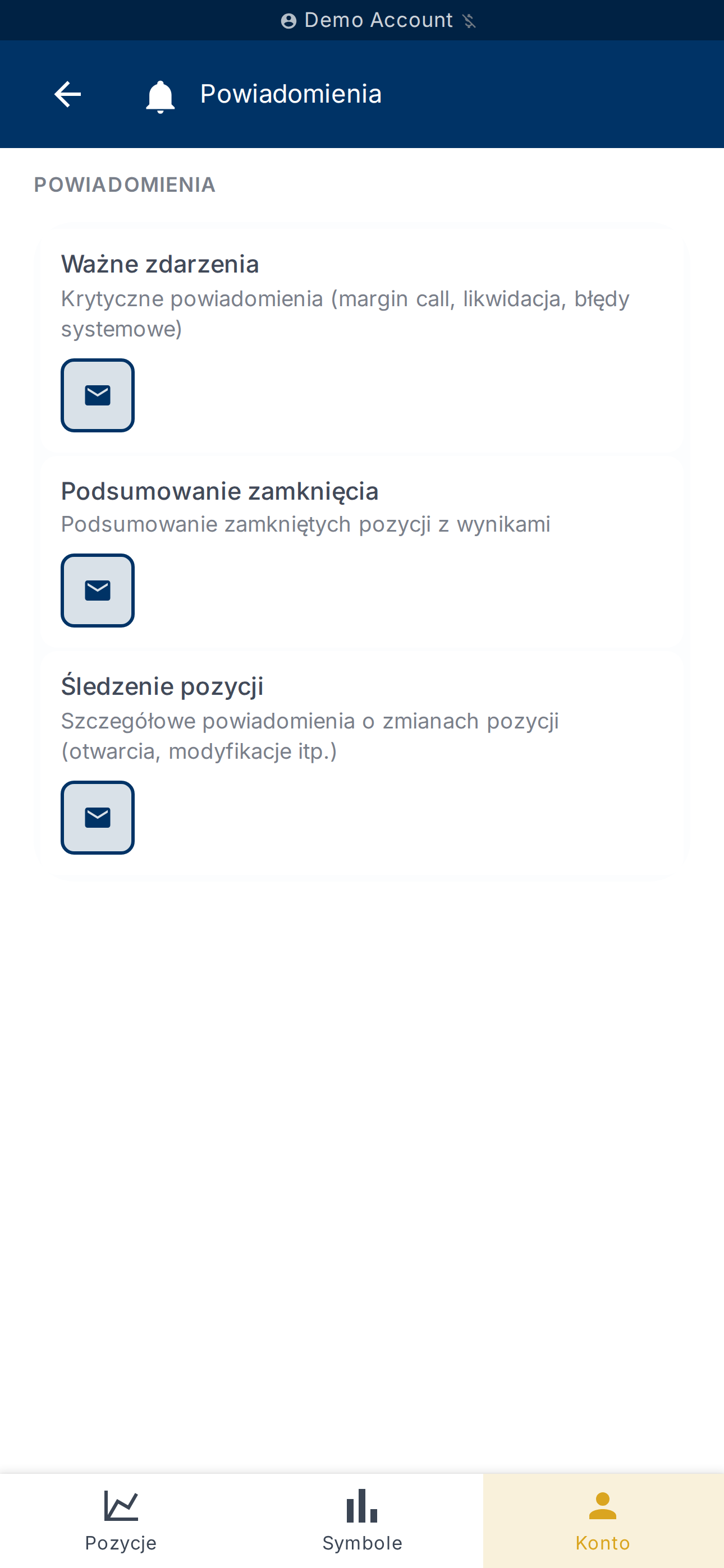 Preferencje wyświetlania salda i PnL
