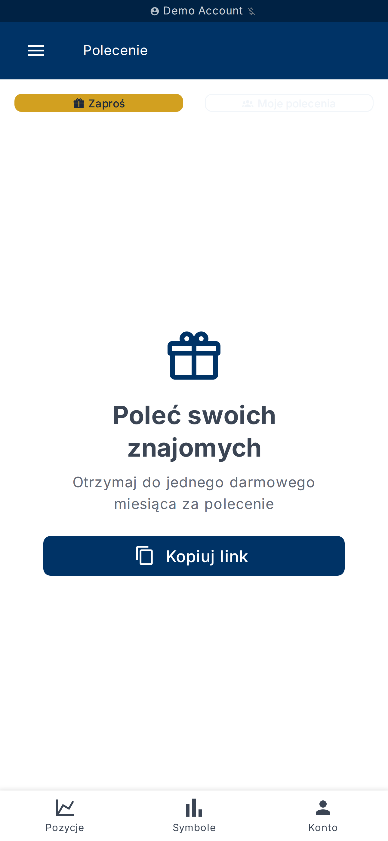 Zakładka Zaproś — udostępnianie lub kopiowanie linku