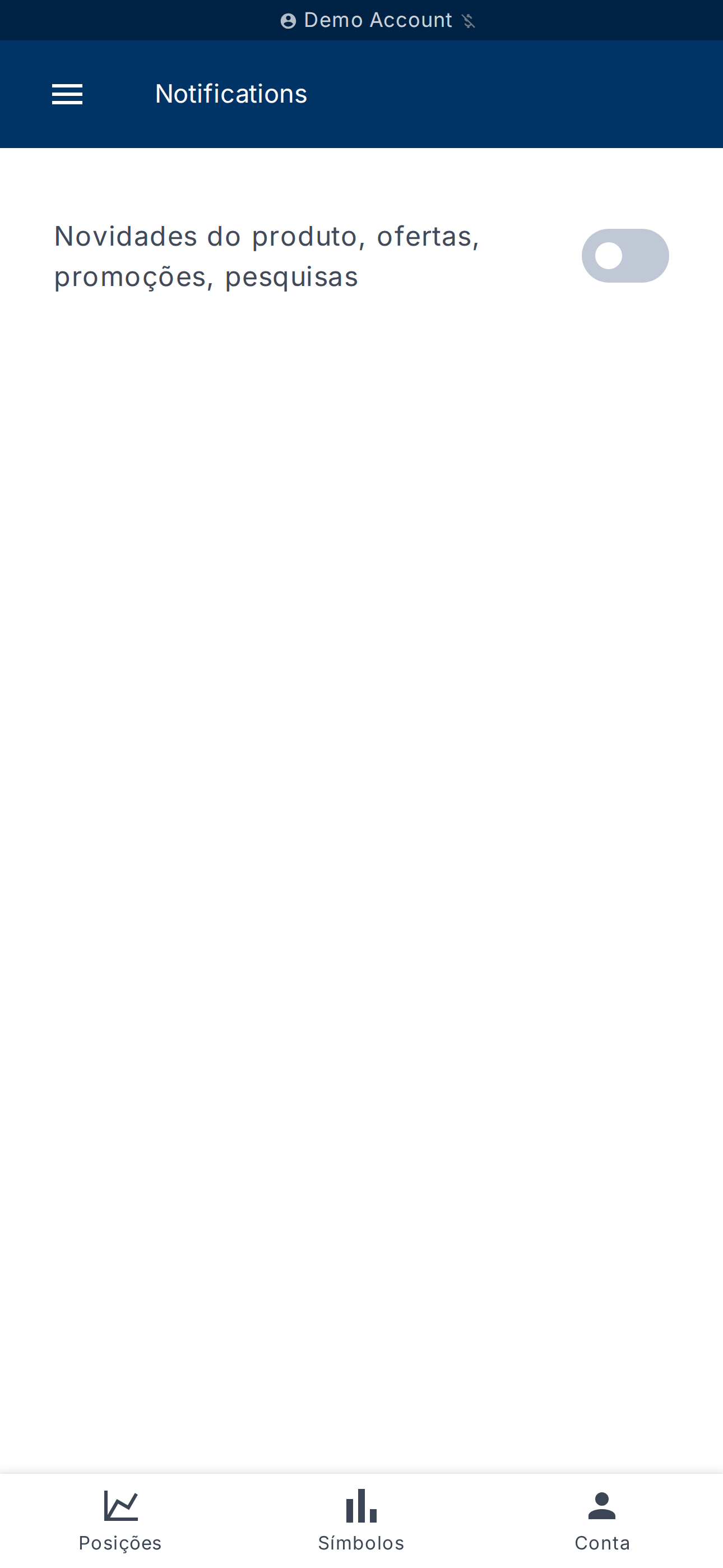 Ativação de notificações por email