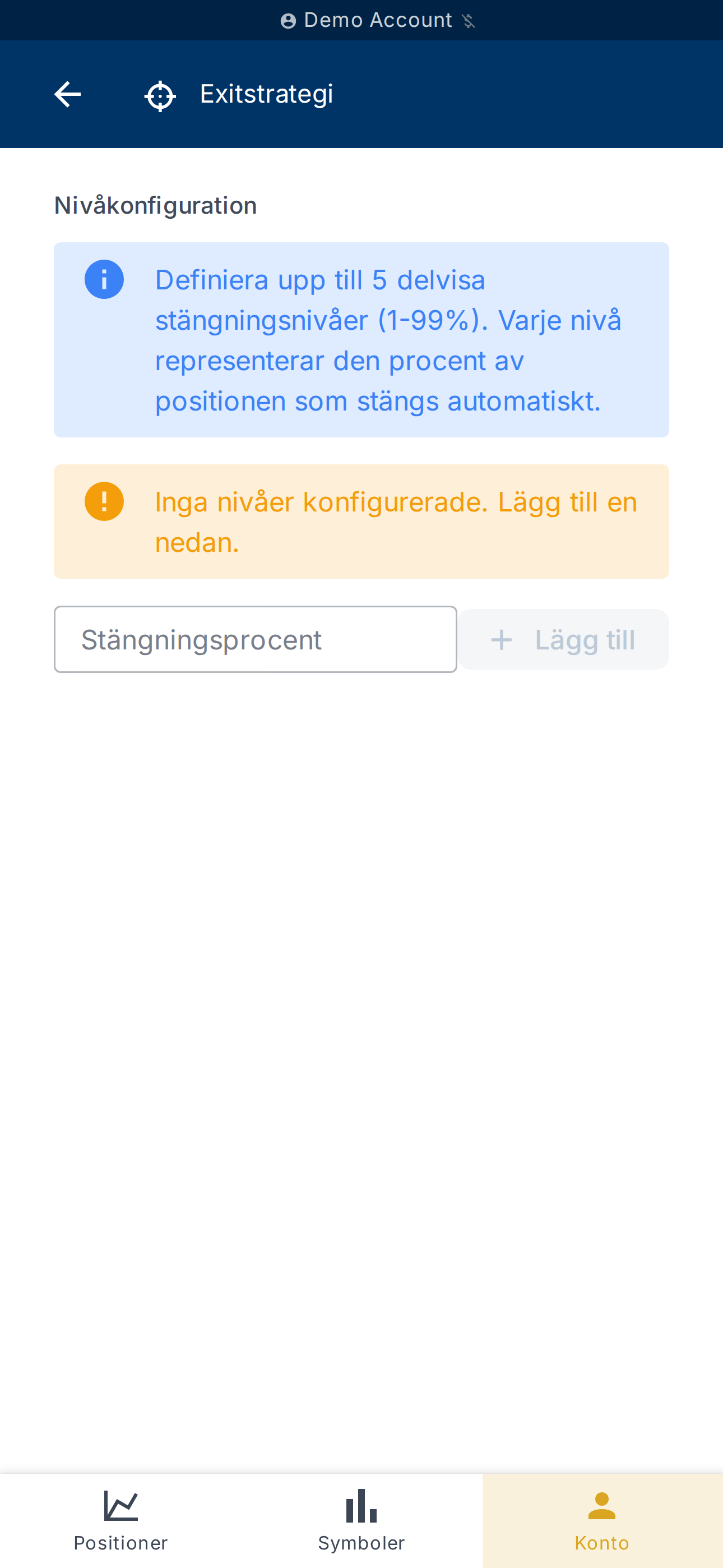 Konfiguration av delavslutnivåer