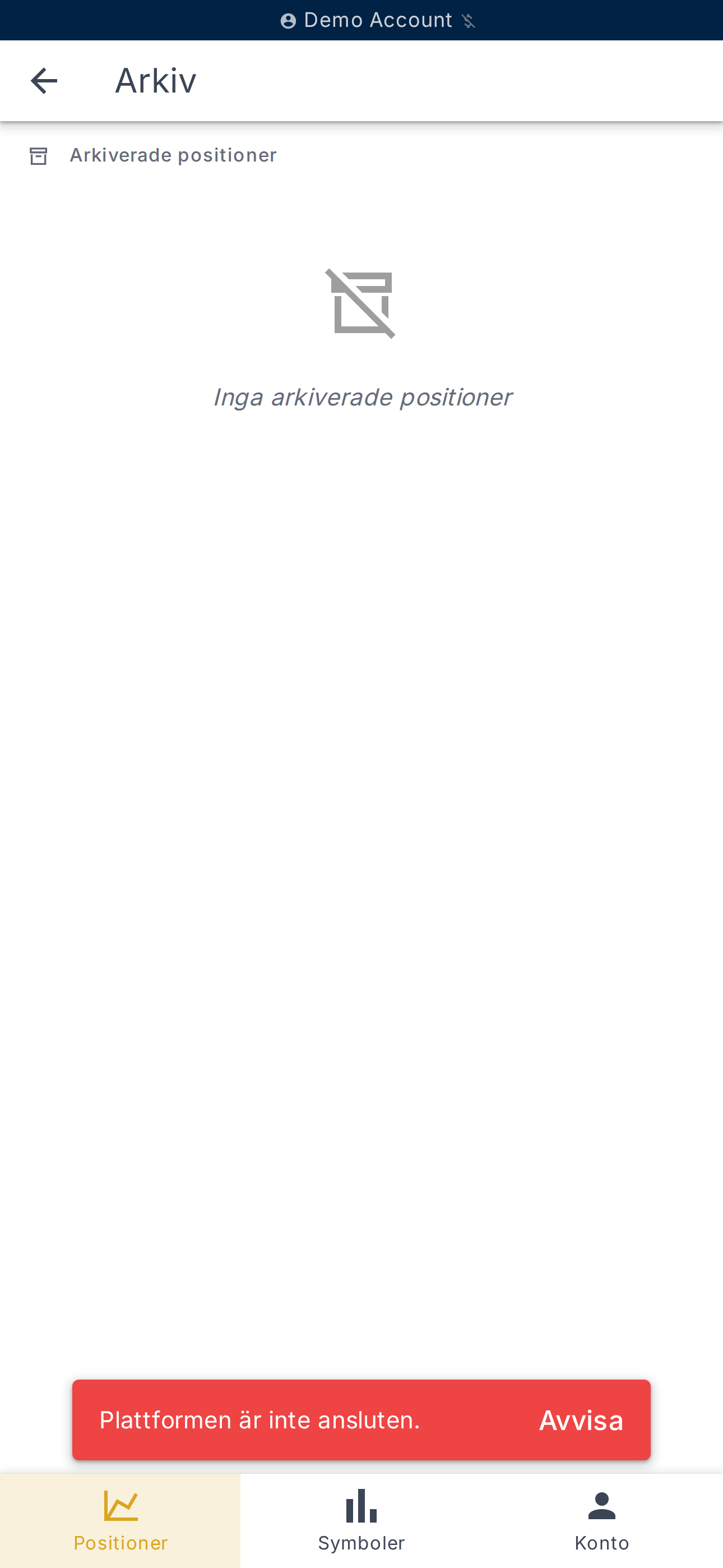 Lista över stängda positioner