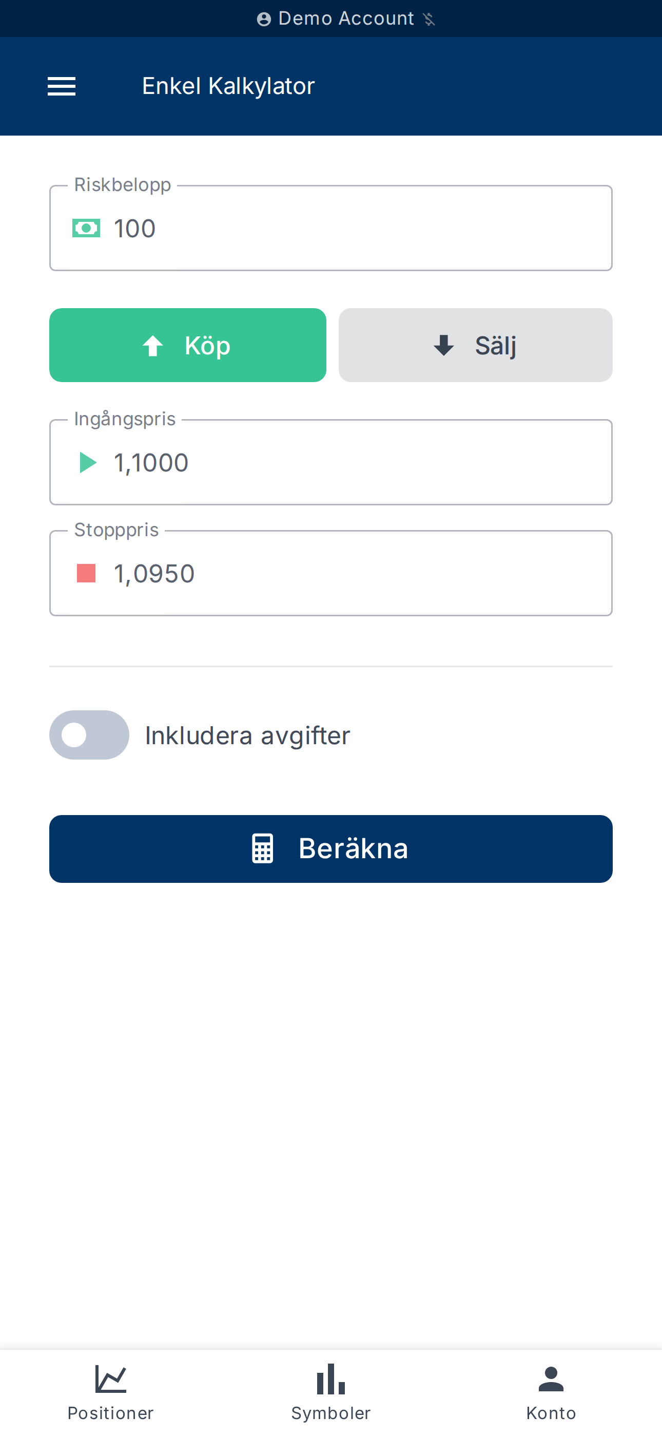 Enkel positionsräknare — för snabba simuleringar