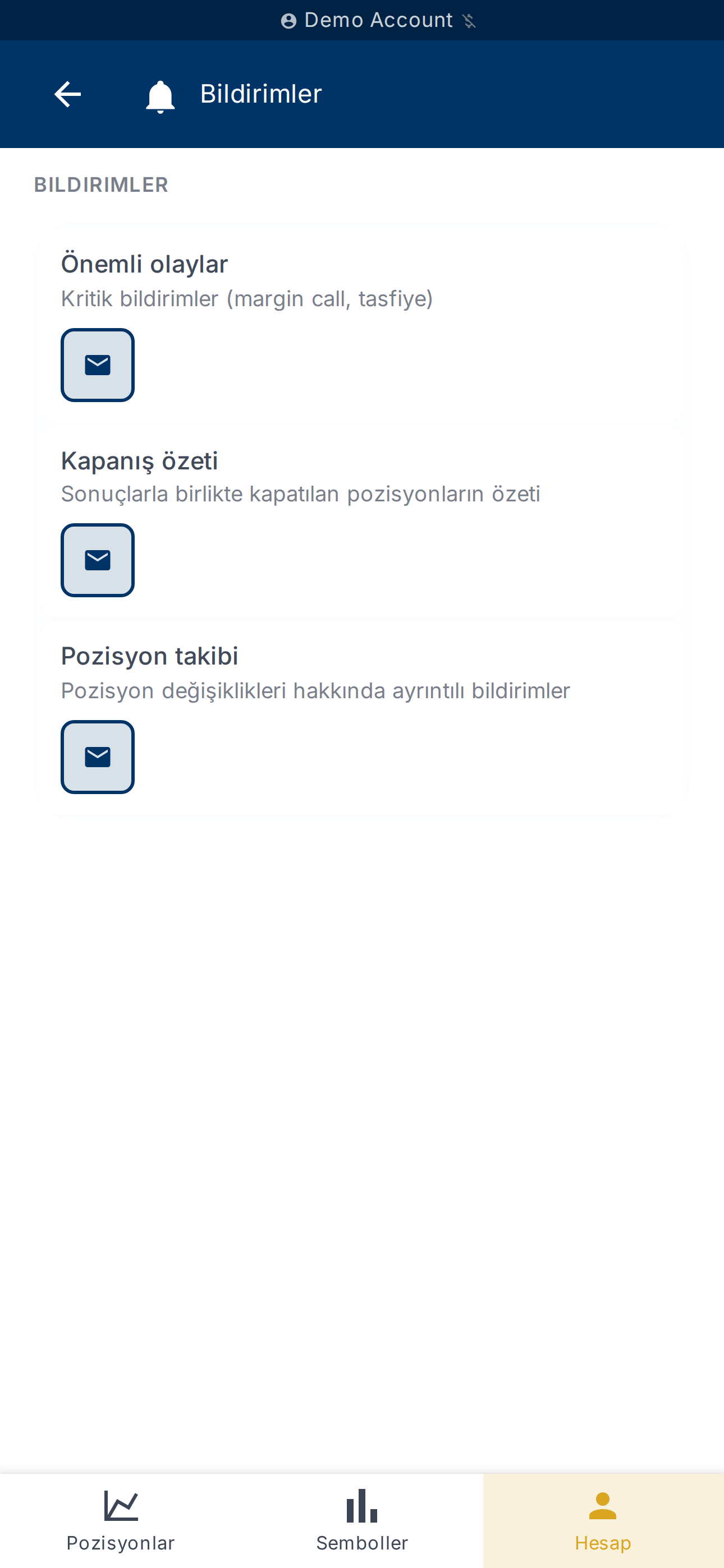 Bakiye ve PnL görüntüleme tercihleri